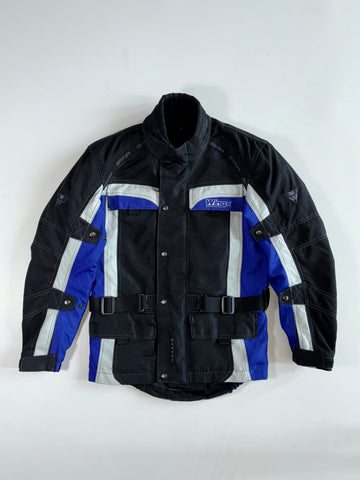Vintage Wingx Wanero Black & Blue Motorcycle Touring Jacket Paded (M)