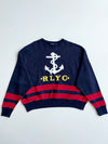 Polo Ralph Lauren RLYC Anchor Navy Cropped Sweatshirt – Red Stripe woman’s(L/XL)