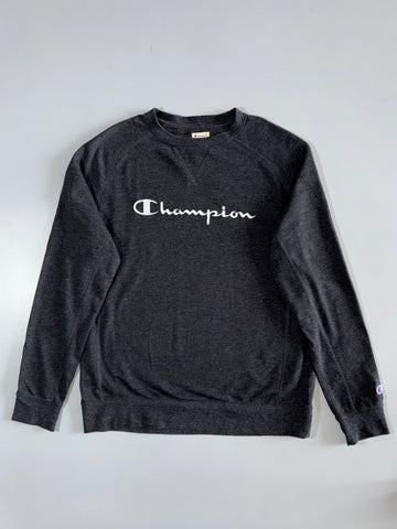 Champion | Script Logo Crewneck Sweatshirt | Charcoal Grey | (XL)
