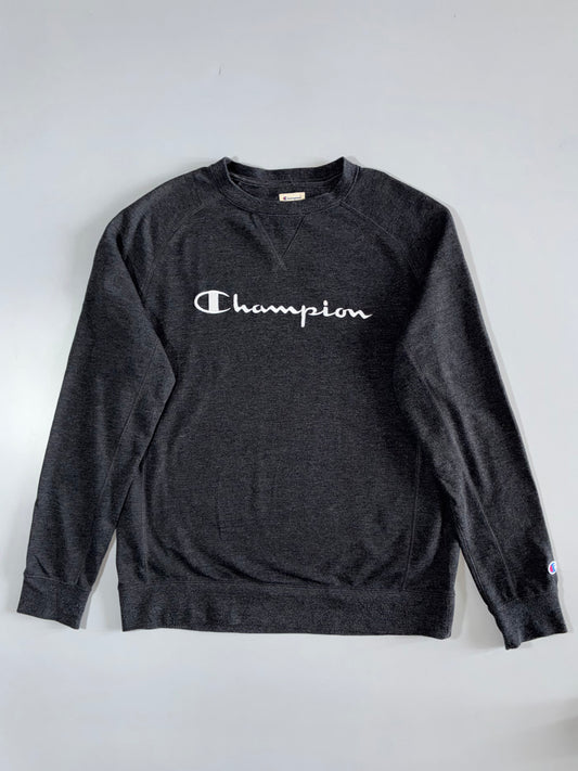 Champion | Script Logo Crewneck Sweatshirt | Charcoal Grey | (XL)
