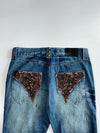 Big Train Osaka Blue Patchwork Distressed Flared Jeans (W:34 |L:43 )