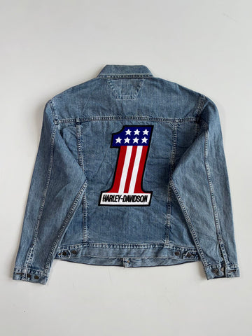 Vintage Harley-Davidson “#1” Made in Canada Denim Trucker Jacket (L/Xl)