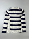 Tommy Hilfiger Women's Cream & Navy Rugby Stripe Long Sleeve Polo – (XS)