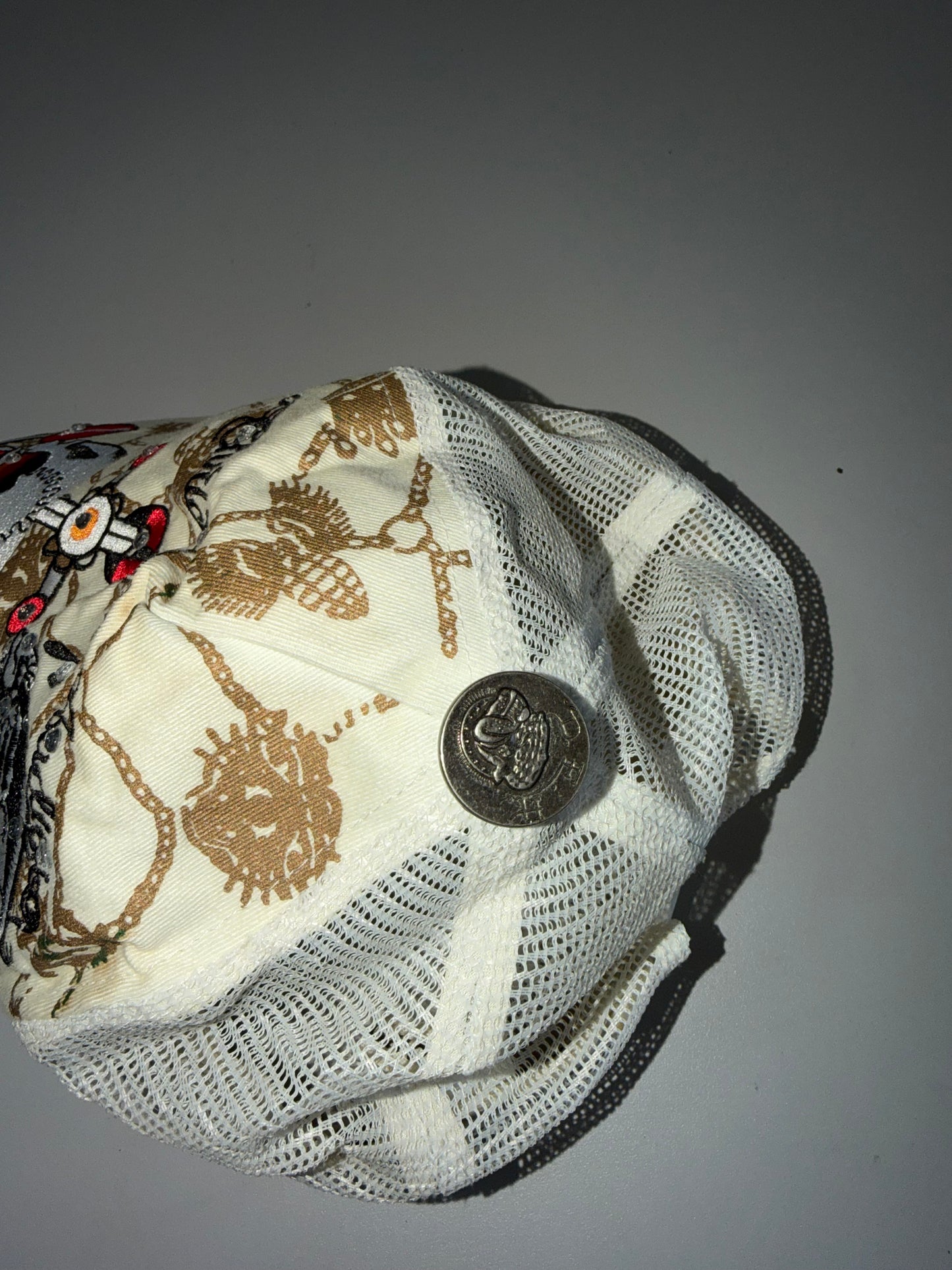 ZAuthentic Ed Hardy Skull & Panther Rhinestone Trucker Cap (Adjustable Fit)