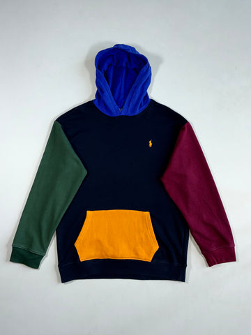 Polo Ralph Lauren Colour Block Hoodie – Navy, Green, Burgundy & Orange Pocket (S)
