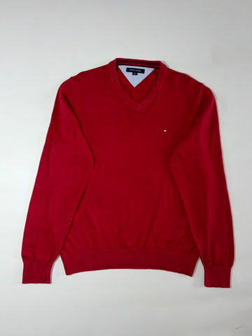 Tommy Hilfiger V-Neck Knit Sweater Red  (L)