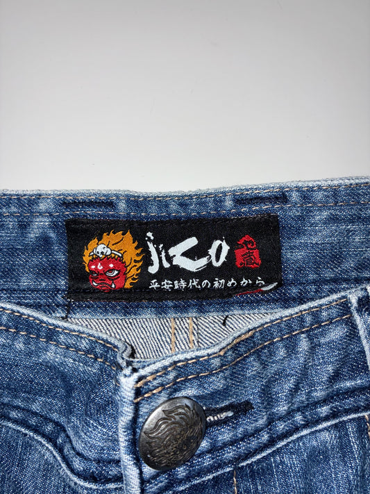 Jico Japanese Oni Embroidered Baggy Jorts (W:34) (L:26.5)