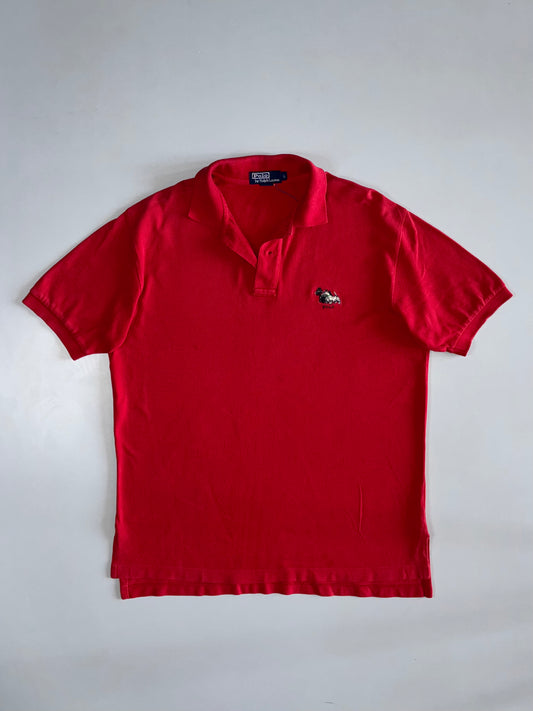 Polo Ralph Lauren Vintage Polo Shirt Embroidered Polo Player Logo Red (XL)