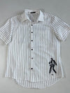 Endeson White Striped Short Sleeve Shirt – Rockstar Silhouette Print (M)