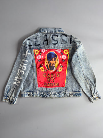Jiao Ma Hua | Acid Wash Denim Trucker Jacket | Blue (S)