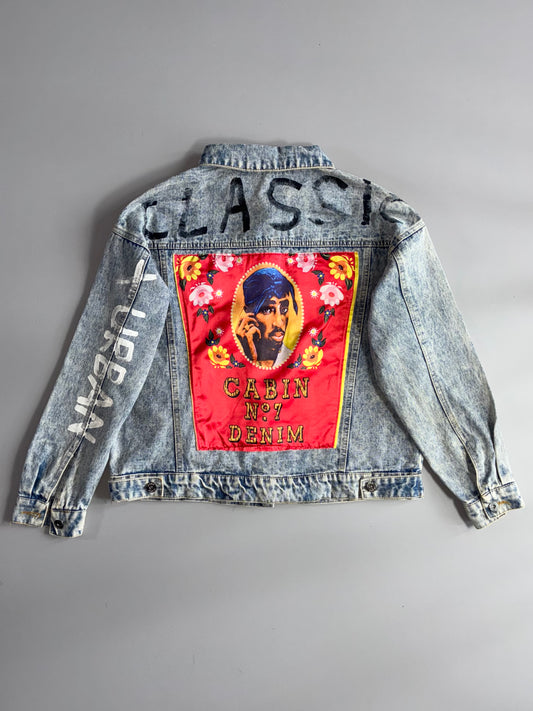 Jiao Ma Hua | Acid Wash Denim Trucker Jacket | Blue (S)