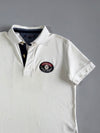 Tommy Hilfiger White Rugby Polo Eastern River 1956 Patch, NY 8 Back Print, (L)