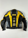 IXS Yellow Flame Genuine Leather Motorcycle Racing Jacket Padded (XL)