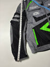 Grey & Black Motorcycle Racing Jacket with Neon Green Graphics & Sponsor Logos (3XL)