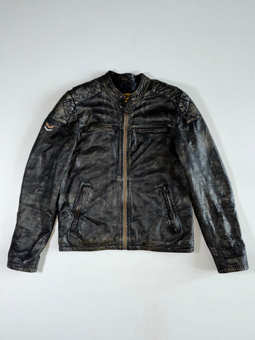 Superdry Spirit of Japan Distressed Leather Café Racer Jacket (M/L)