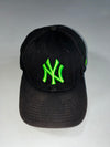 New Era 9FORTY NY Yankees Black Cap – Neon Green Logo, 100% Cotton (Adjustable)