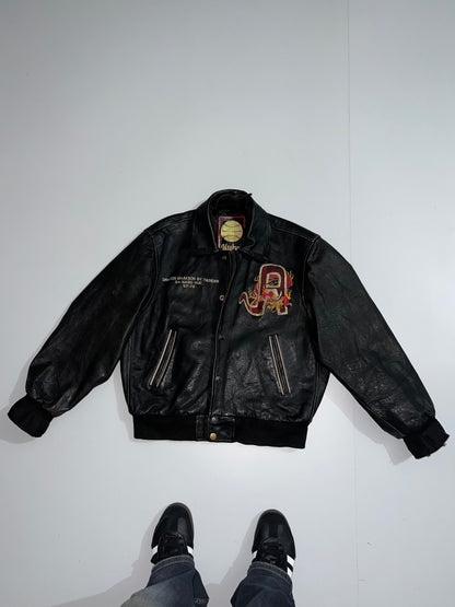 ZSuper Rare 90's Vintage (Rare) Original Leather Jacket, Embroidered (M/L)