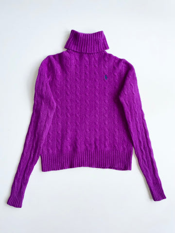 Polo Ralph Lauren Purple Cable Knit Turtleneck Sweater women’s (XS)