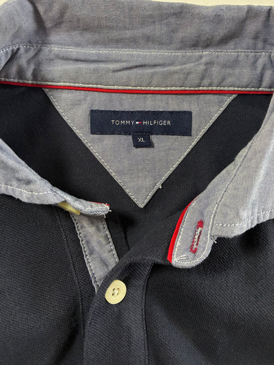 Tommy Hilfiger Polo with Chambray Collar – Black (2XL)