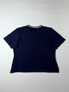Tommy Hilfiger Quarter-Zip Polo Tee – Navy with White Stripe Collar,(Women’s Plus) 3XL