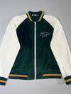 Zara Varsity Fleece Bomber Jacket “Athletic Team Est. 1975” – Green & Cream (XL)