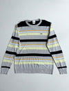 Lacoste Grey & Yellow Striped Knit Sweater | Size (L)