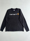 Carhartt Black Long Sleeve Big Script Logo Tee, Relaxed Fit (XL/2XL)