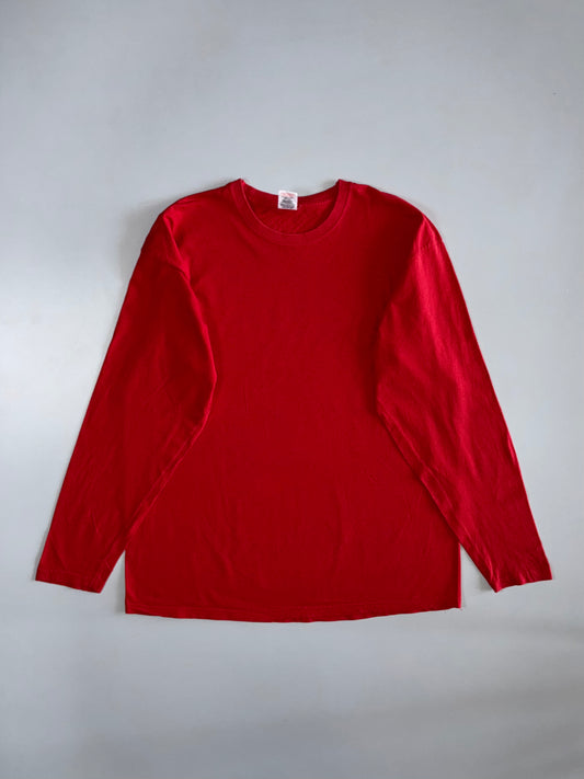 Fruit of the Loom Classic Valueweight Blank Long Sleeve Tee Red (XL)
