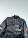 Harley-Davidson Black Leather Eagle Graphic Biker Jacket with Patches (M)