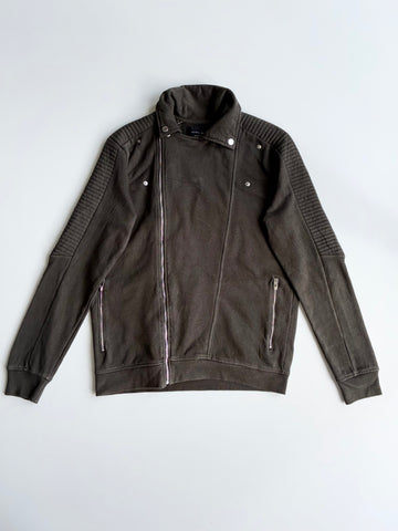 Zara Man  Biker Style Sweat Jacket Olive Green (M)