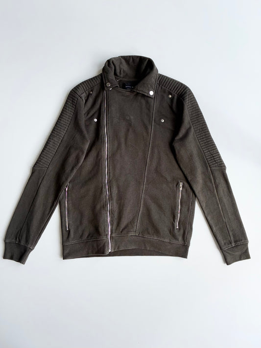 Zara Man  Biker Style Sweat Jacket Olive Green (M)