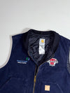 Carhartt | Navy Duck Canvas Quilted Vest Pipeline Workwear Embroidered (L/XL)
