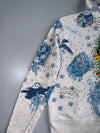 Ed Hardy by Christian Audigier White Mermaid Koi Fish All-Over Print Zip Hoodie Gold Lined Hood (S)