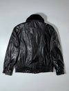 Elite Black Leather Jacket with Faux Fur Collar (L/XL)