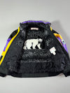 Vintage Y2K Choko Bear Puffer Jacket – Black/Purple/Yellow, Sherpa Collar (XL/2XL)
