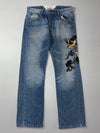 Vintage Y2K Bird & Floral Embroidered Baggy Jeans (W:33) (L:42)