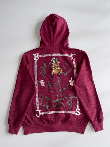 Big Train Samurai Graphic Embroidered Zip Hoodie Burgundy (M)