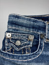 True Religion Flap Pocket Faded Straight Jeans (W:34) (L:43)
