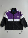 Adidas Originals Purple, White & Black Colourblock Trefoil Windbreaker Jacket(XL)
