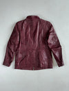 Bensalins Burgundy Leather Zip Jacket with Buckle Strap Collar Women’s (XS)