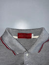 Jiaser Carmain Vintage Long Sleeve Striped Polo — Grey/Burgundy/White (M)