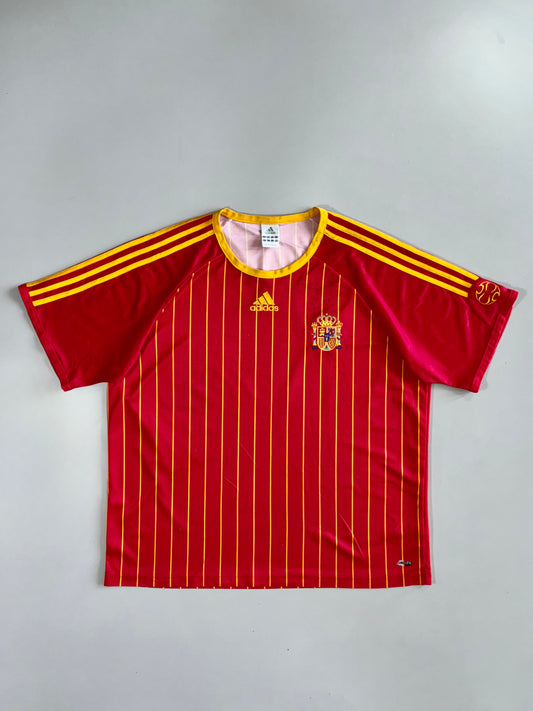 Adidas Spain National Team Climalite Gold Pinstripe Red Short Sleeve Football Training Jersey  (XL)