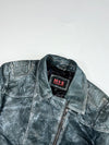 Vintage HIS Blue Grey Distressed Leather Biker Jacket Women's (M)