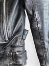 Difi Championship Racing Crossed-Flag Patch Colorblock Leather Moto Jacket Paded (XL)