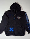 Oldschool Bodybuilding Zip Hoodie – Black/Blue (XL)