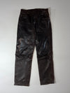 Angelo Litrico Vintage Distressed Dark Brown Leather Pants (W:31) (L:40)