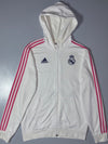 Adidas Real Madrid White Full Zip Hoodie with Pink 3-Stripes (L)