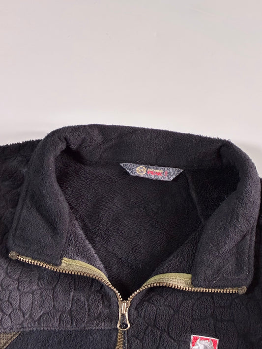 Black Yak Extreme Peak Embossed Patchwork Half-Zip Fleece – Black (S)