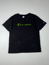 Champion | Embroidered Script Logo Tee Black Green | (L)