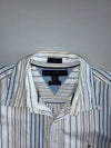 Tommy Hilfiger Slim Fit Flag Logo Multi-Stripe Cotton Button-Down Shirt Blue/White (M)